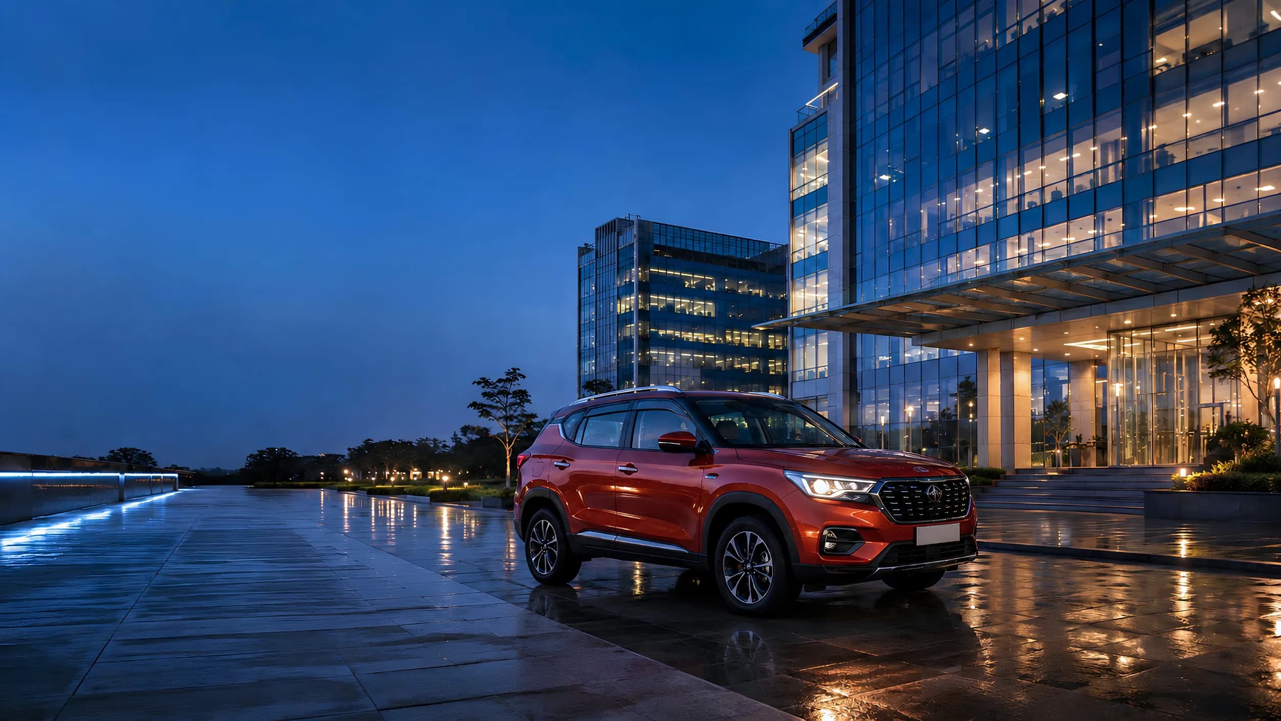 Premium car live auction on phone mockup with Creta SUV